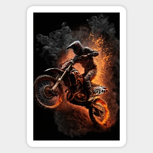 Dirt Bike With Flames Sticker